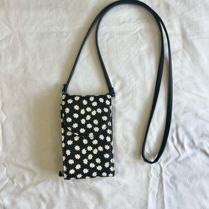 Floral Black and White Crossbody Bag